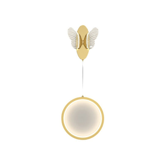 Oval Round Butterflies Three Step Dimming Modern LED Wall Lamp