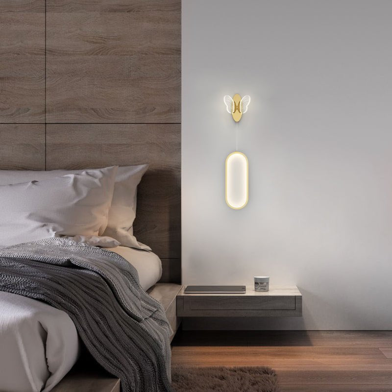 Oval Round Butterflies Three Step Dimming Modern LED Wall Lamp