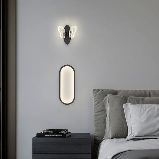Oval Round Butterflies Three Step Dimming Modern LED Wall Lamp