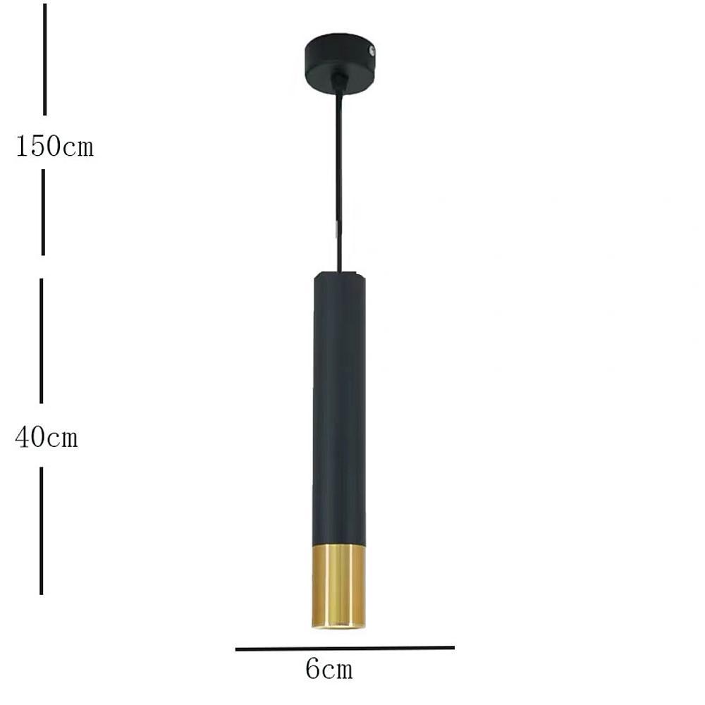 Elongated Cylinder Black and Gold LED Pendant Light