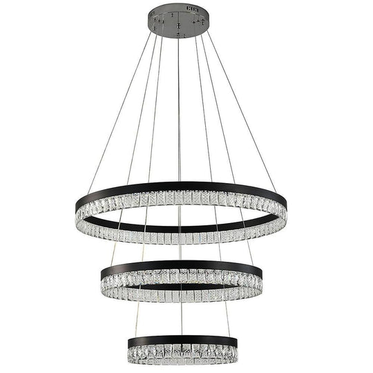 3-Tier Circles LED Crystal Modern Chandelier