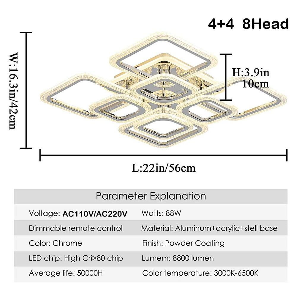 5-Square LED Modern Flush Mount Ceiling Light – Layered Geometric Design