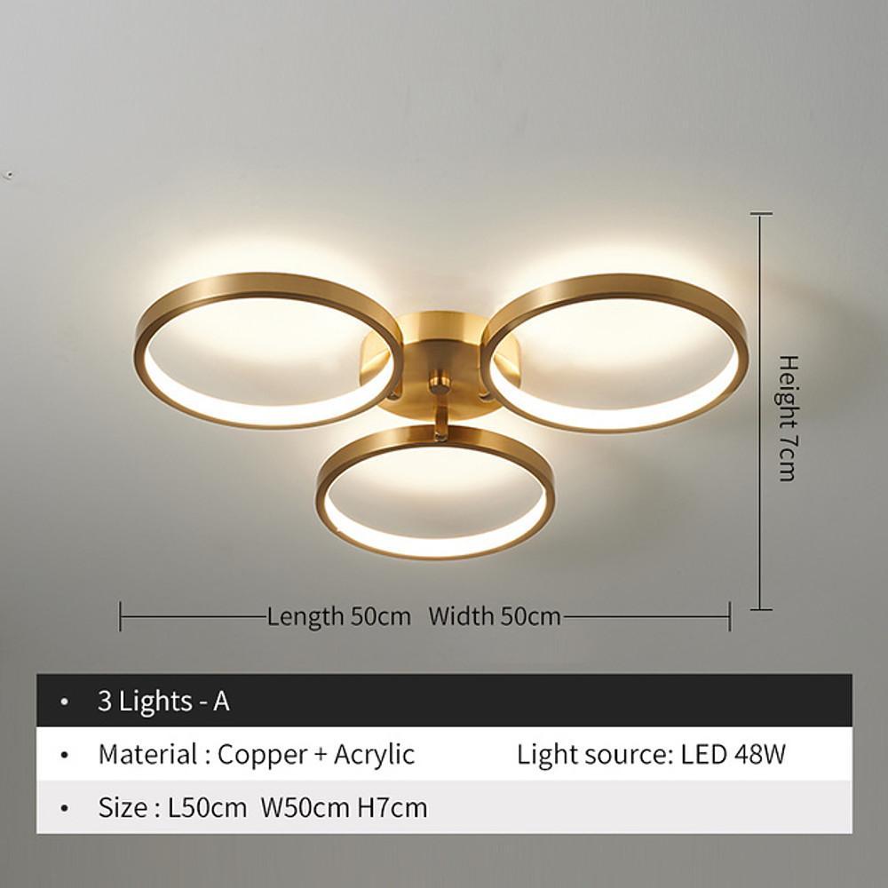 Three Light Copper LED Flush Mount Ceiling Light