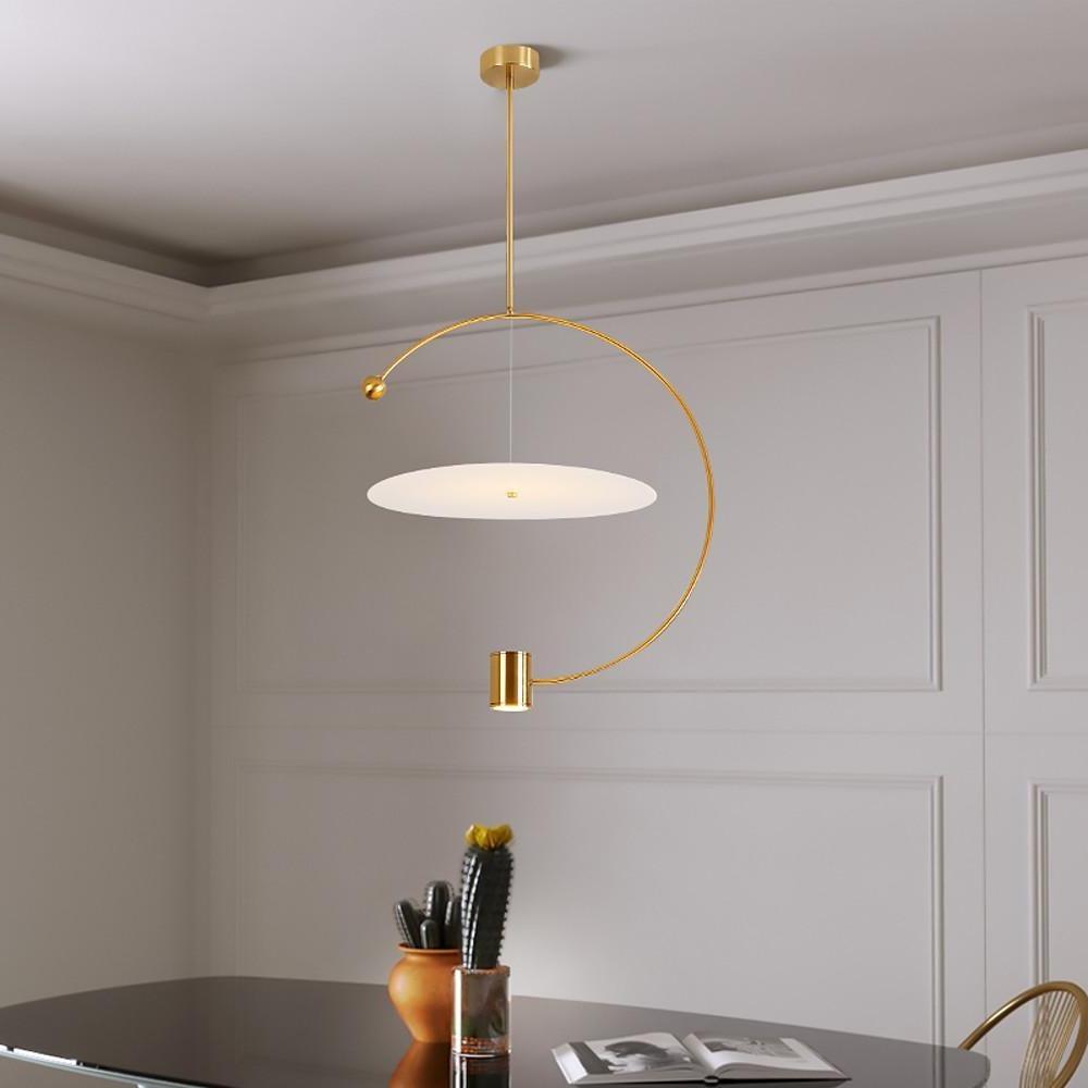 Electroplated Metal Semi-Circular LED Gold Nordic Pendant Light