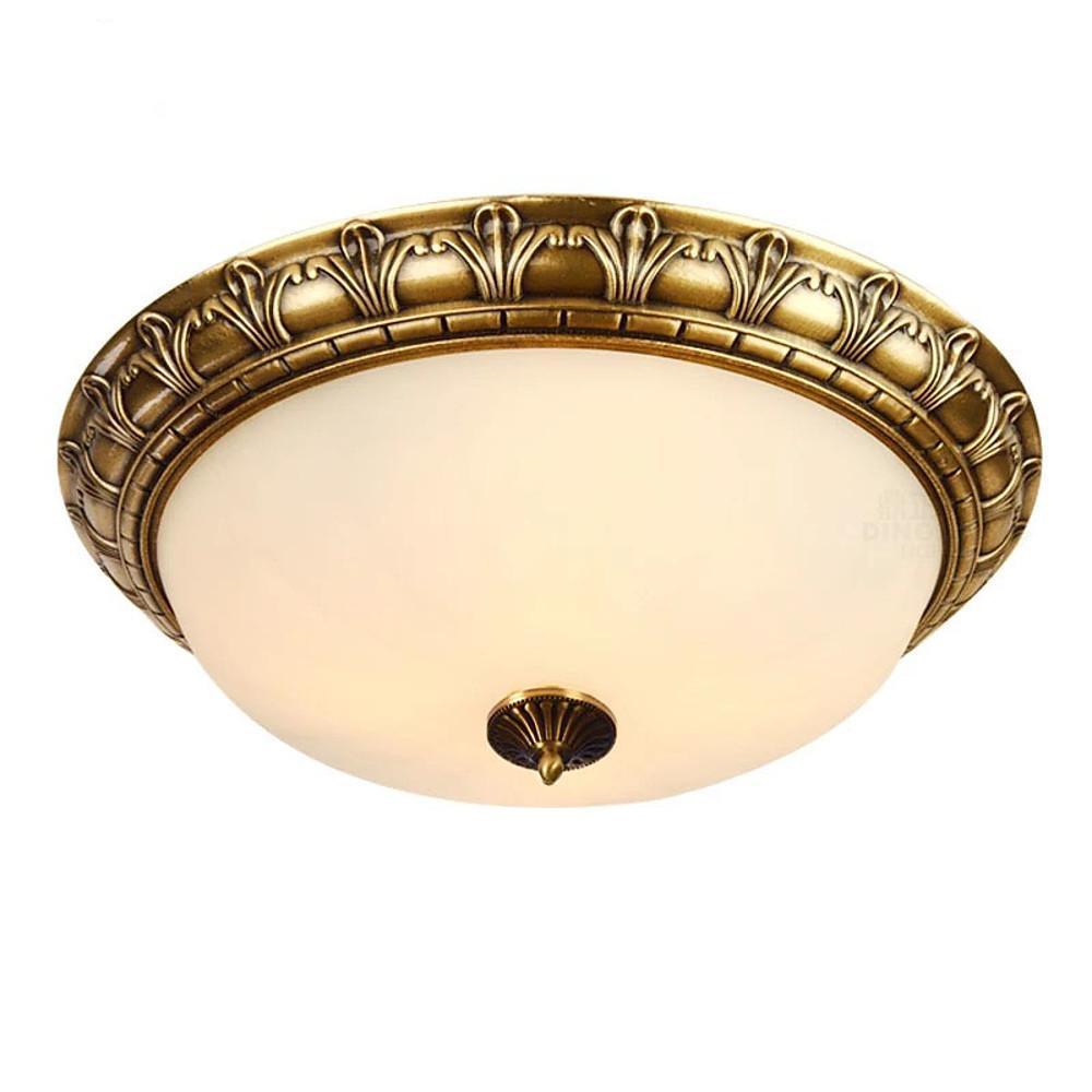Antique Bronze Flush Mount Ceiling Light with Frosted Glass