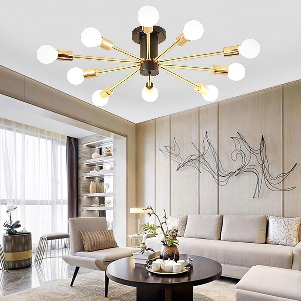 Industrial Sputnik Geometric Gold LED Chandelier