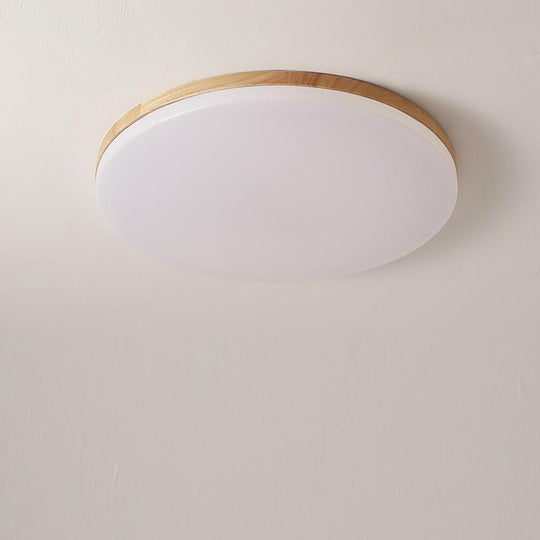 Circular Minimalist Flush Mount Wood Acrylic LED Ceiling Light