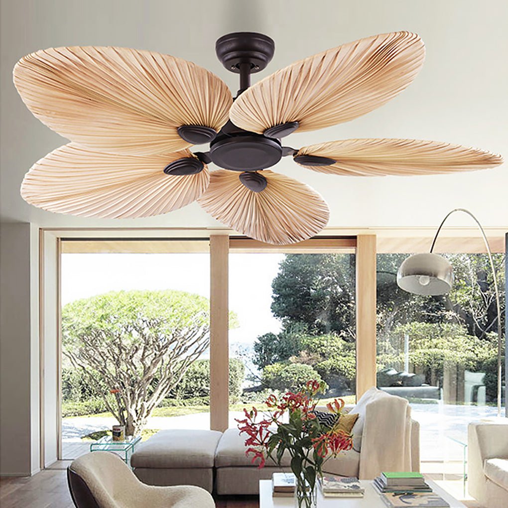 52'' Palm Leaf Inverter Silent Flush Mount Ceiling Fan (No Light)