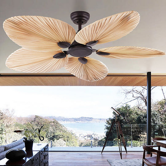 52'' Palm Leaf Inverter Silent Flush Mount Ceiling Fan (No Light)