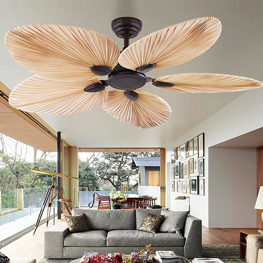 52'' Palm Leaf Inverter Silent Flush Mount Ceiling Fan (No Light)