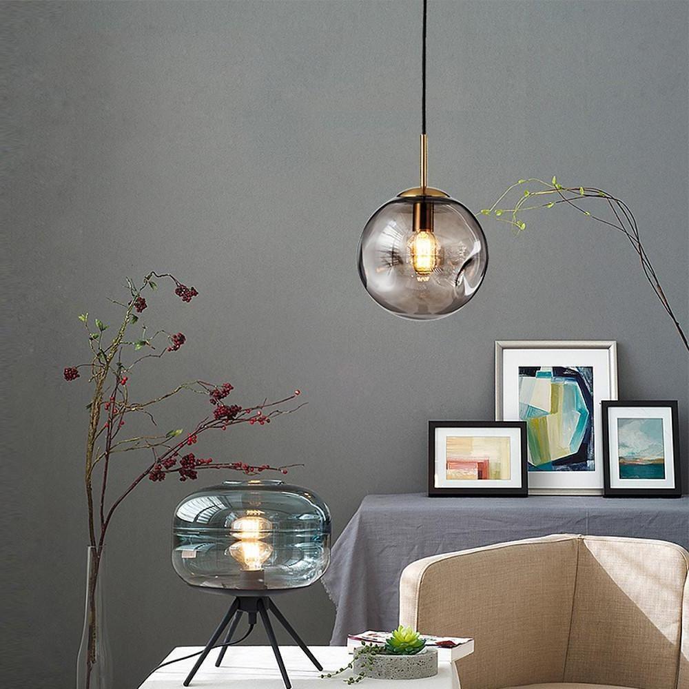 Electroplated Glass Globe Pendant Light – Modern LED Hanging Lamp