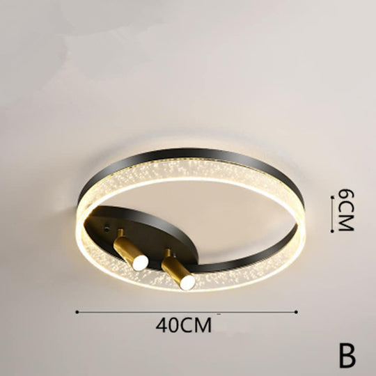 Modern Black LED Flush Mount Ceiling Light with Circle Spotlights