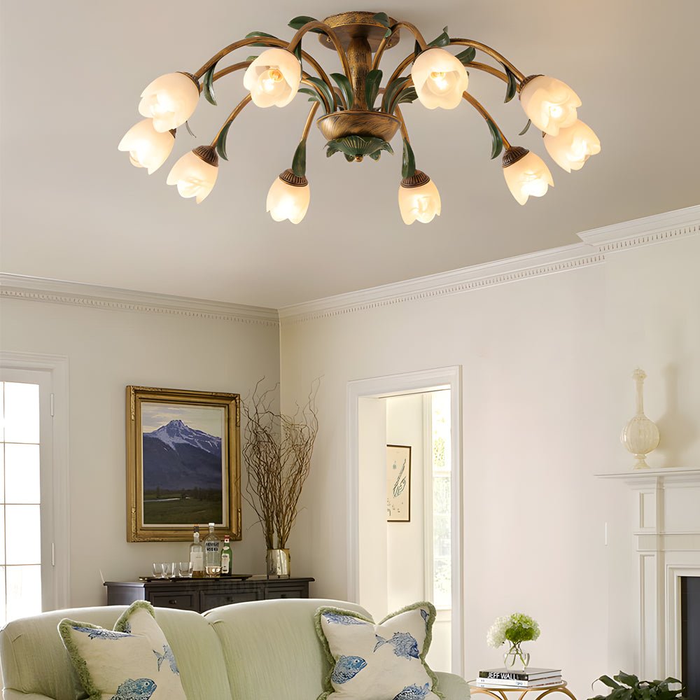 Pastoral Creative Flowers LED Ceiling Light – 3-Step Dimming