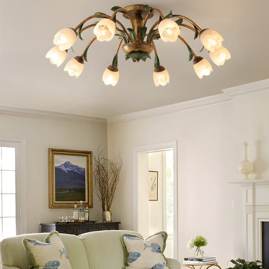 Pastoral Creative Flowers LED Ceiling Light – 3-Step Dimming