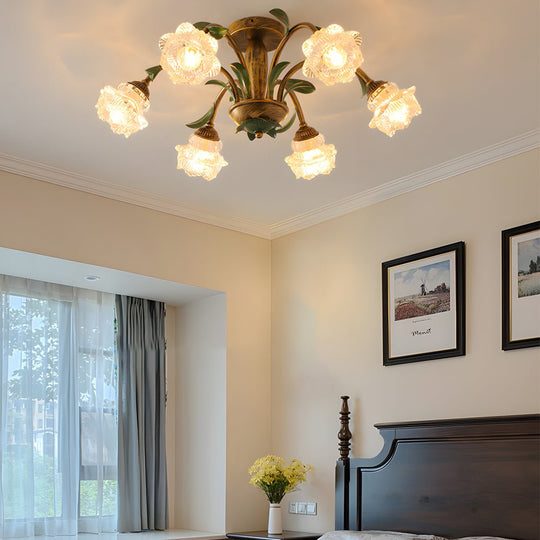 Pastoral Creative Flowers LED Ceiling Light – 3-Step Dimming