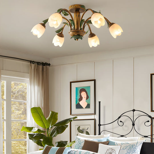 Pastoral Creative Flowers LED Ceiling Light – 3-Step Dimming