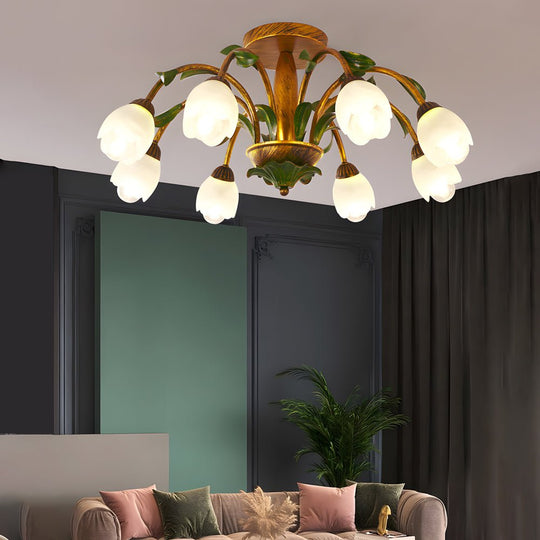 Pastoral Creative Flowers LED Ceiling Light – 3-Step Dimming