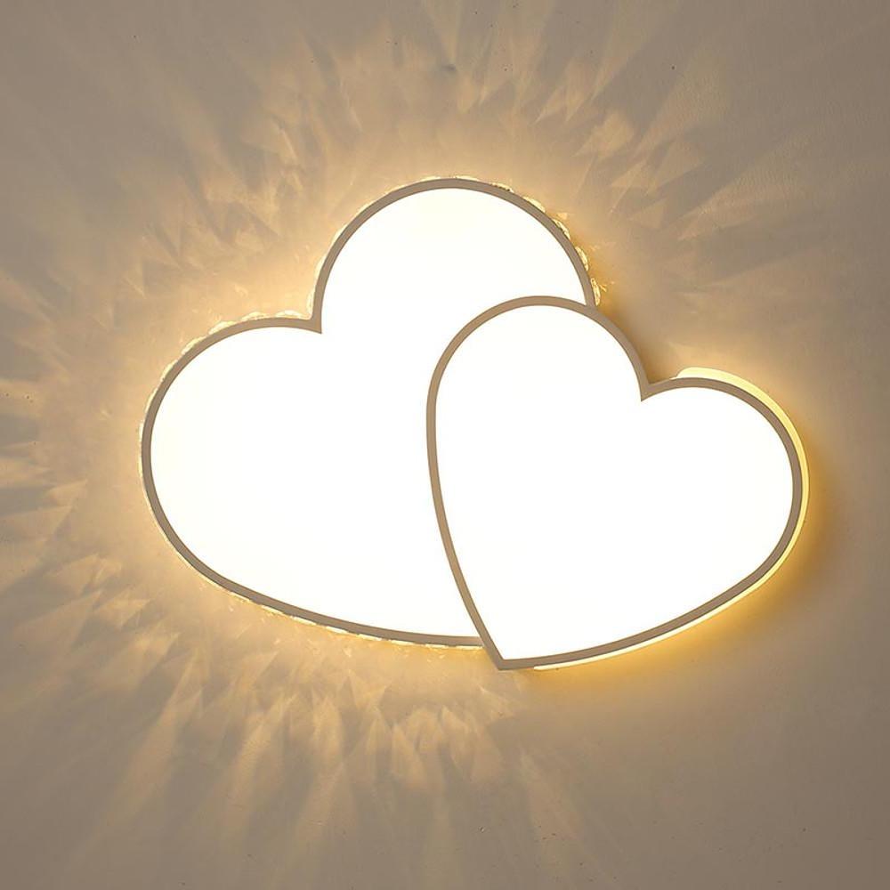 Two Heart Shaped Flush Mount Ceiling Light Dimmable LED Lamp