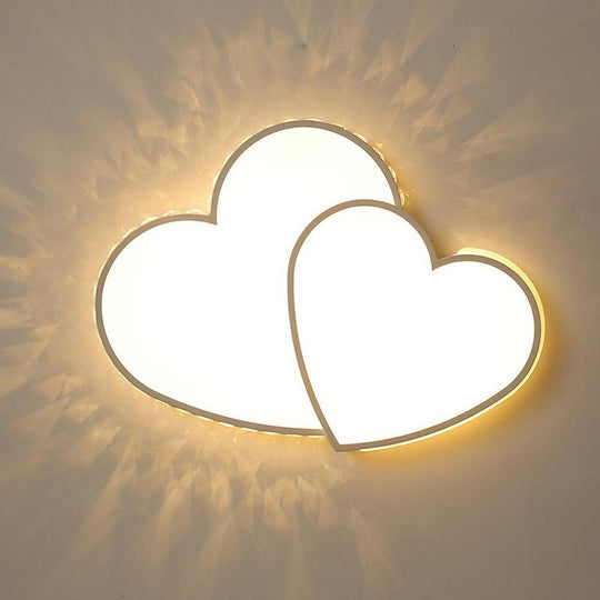Two Heart Shaped Flush Mount Ceiling Light Dimmable LED Lamp