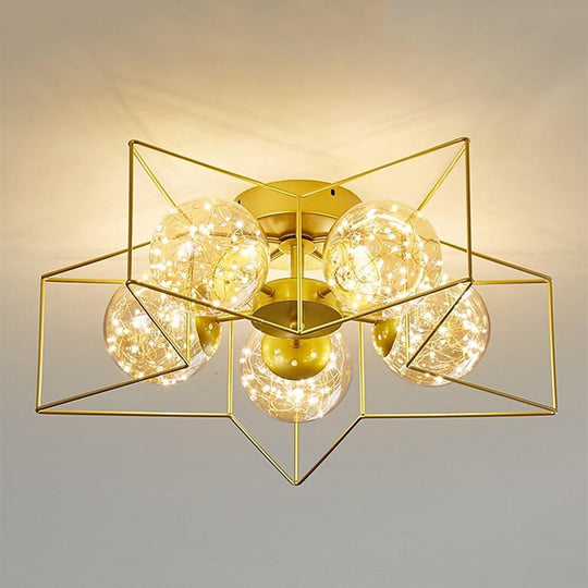 5-Light Five-Pointed Star LED Modern Flush Mount Ceiling Light