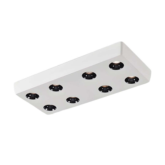 Rectangular White LED Flush Mount Light – 6 or 8 Lights