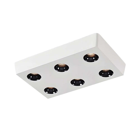 Rectangular White LED Flush Mount Light – 6 or 8 Lights