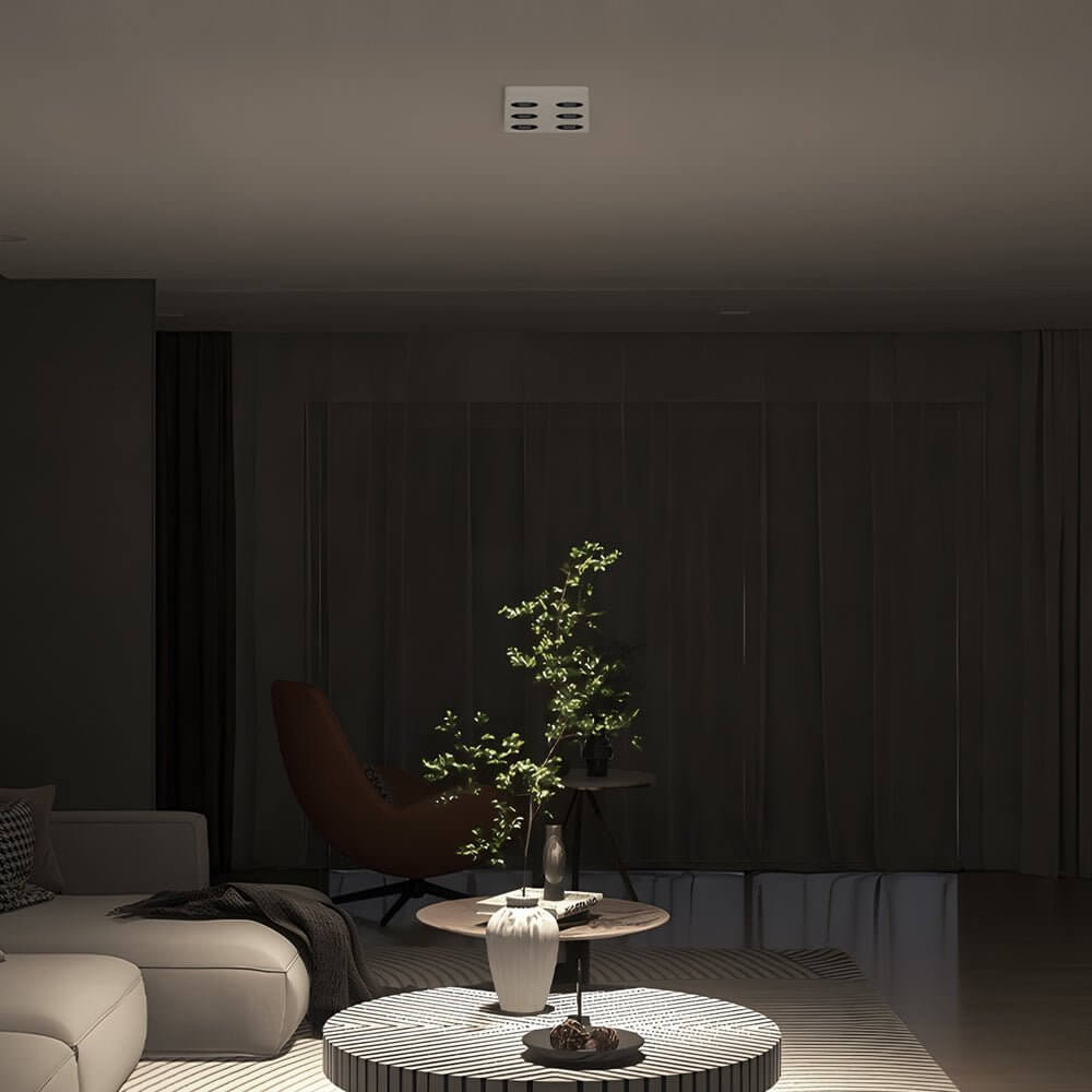 Rectangular White LED Flush Mount Light – 6 or 8 Lights