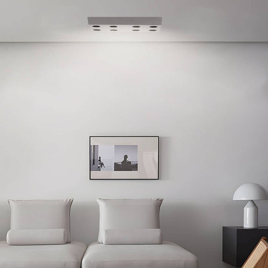 Rectangular White LED Flush Mount Light – 6 or 8 Lights