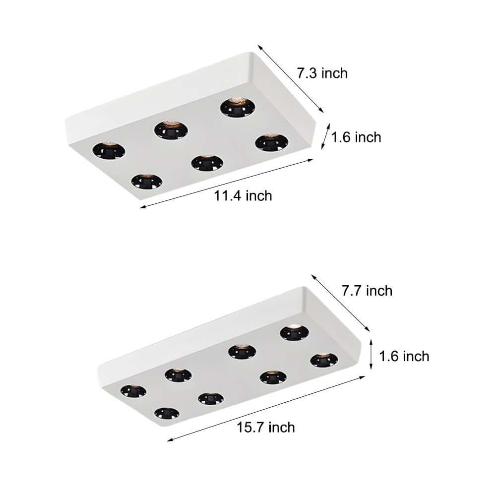 Rectangular White LED Flush Mount Light – 6 or 8 Lights