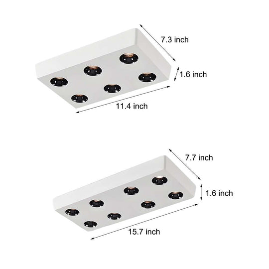 Rectangular White LED Flush Mount Light – 6 or 8 Lights