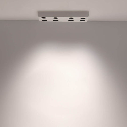 Rectangular White LED Flush Mount Light – 6 or 8 Lights