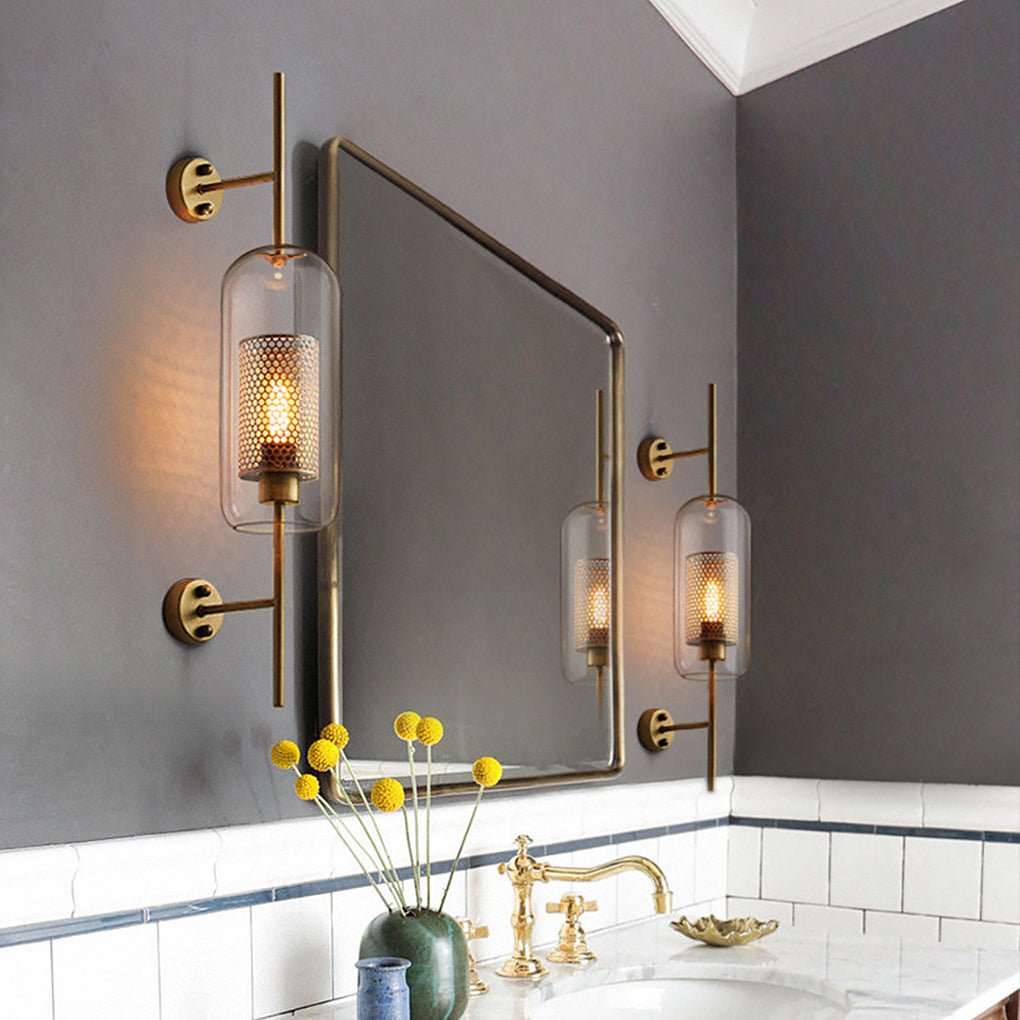 Personalized Retro Industrial Bronze Glass Tank Wall Sconce