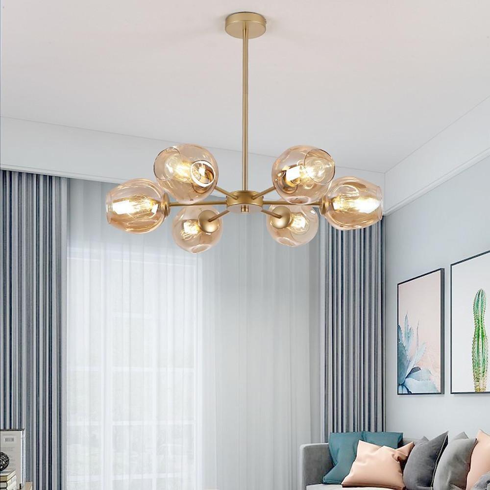 Glass Globe LED Electroplated Nordic Sputnik Chandelier Hanging Ceiling Light