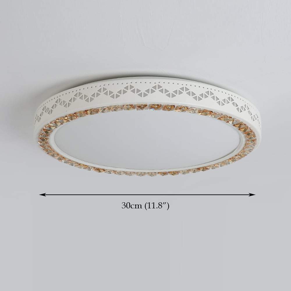 Circular Geometric Pattern LED White Modern Ceiling Light – Flush Mount