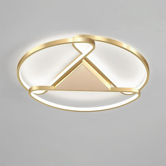 Triangles Circle Metal LED Flush Mount Ceiling Light – Bedroom