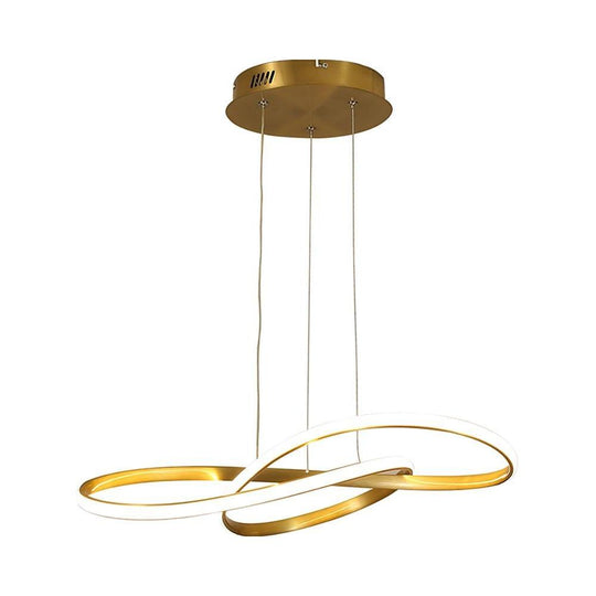 Interweaved Wave LED Gold Modern Hanging Lamp Island Pendant Light