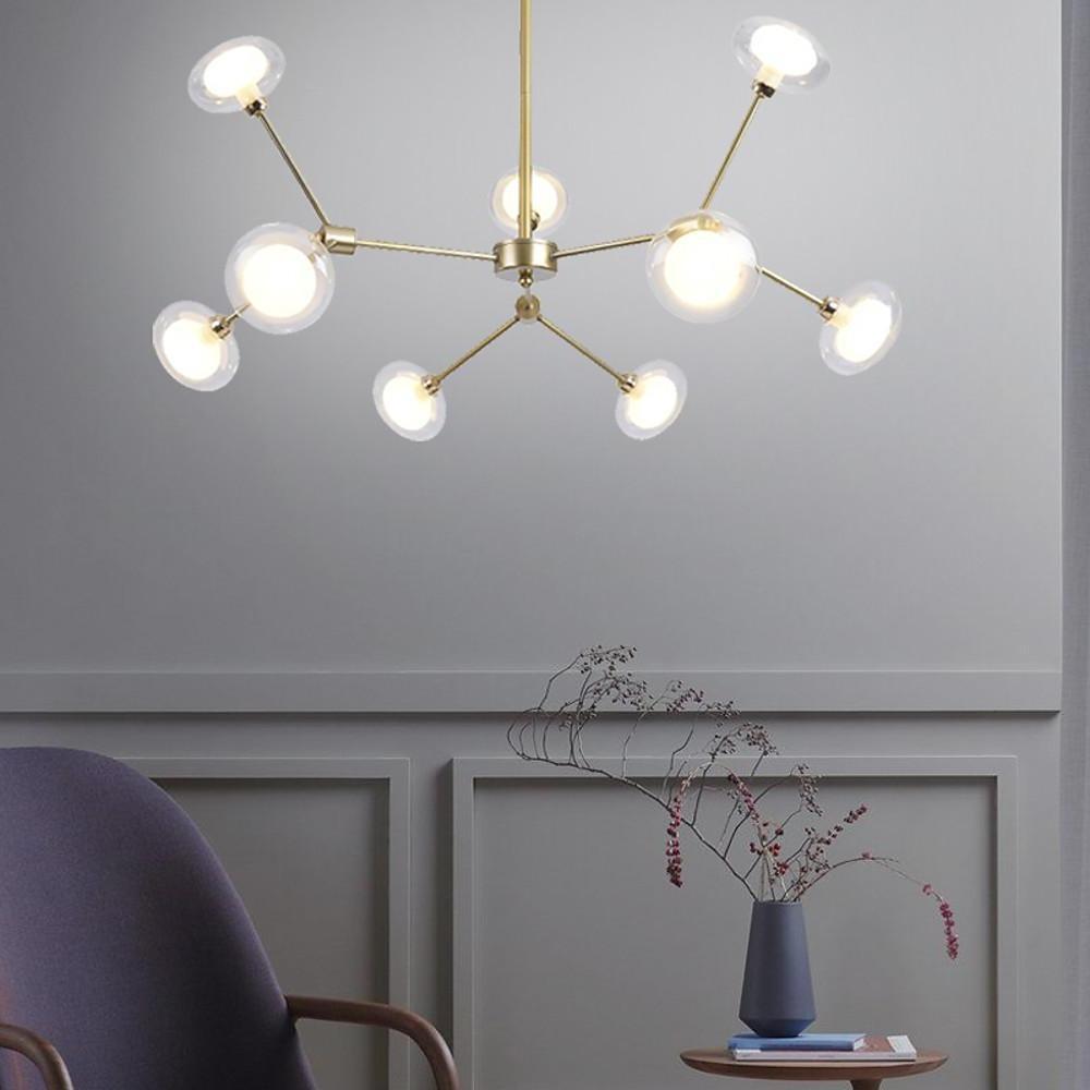 9-Light Glass LED Nordic Sputnik Chandelier – Modern Hanging Ceiling Light