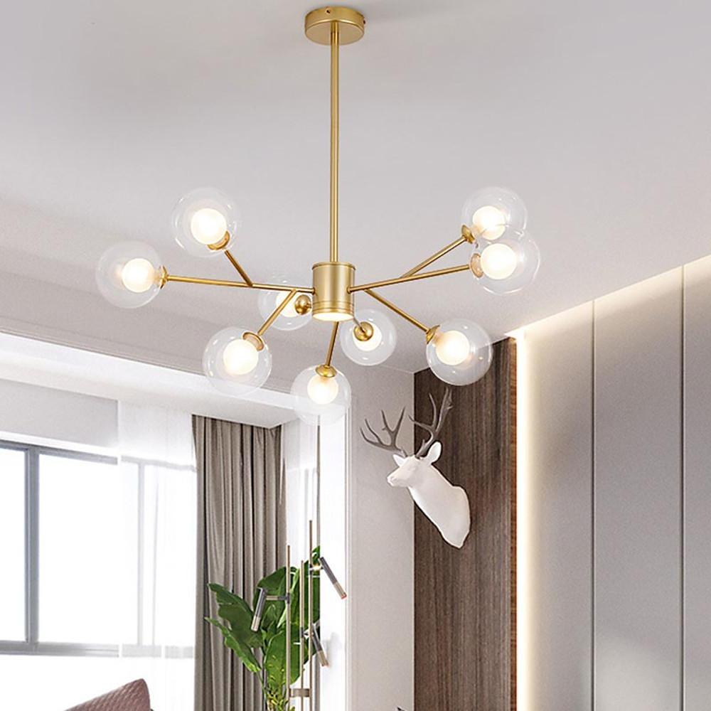 9-Light Glass LED Modern Chandelier