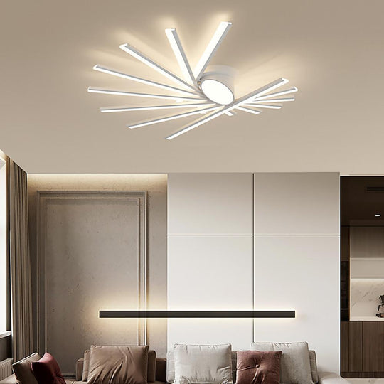 Creative Linear Oval Sticks LED White Modern Flush Mount Ceiling Light
