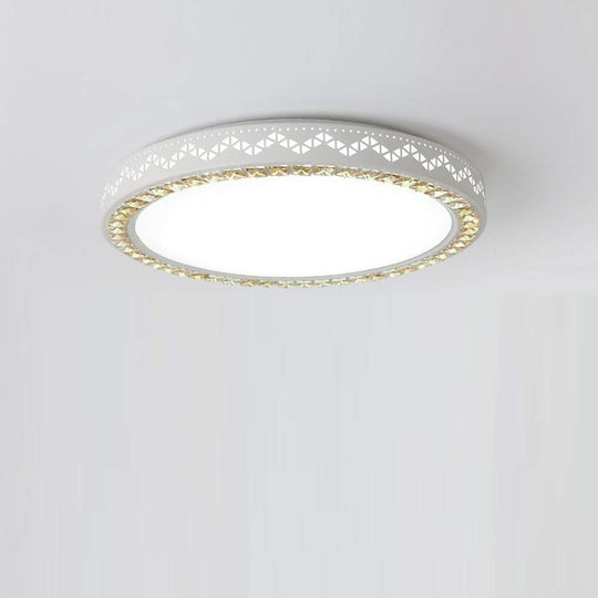 Circular Geometric Pattern LED White Modern Ceiling Light – Flush Mount