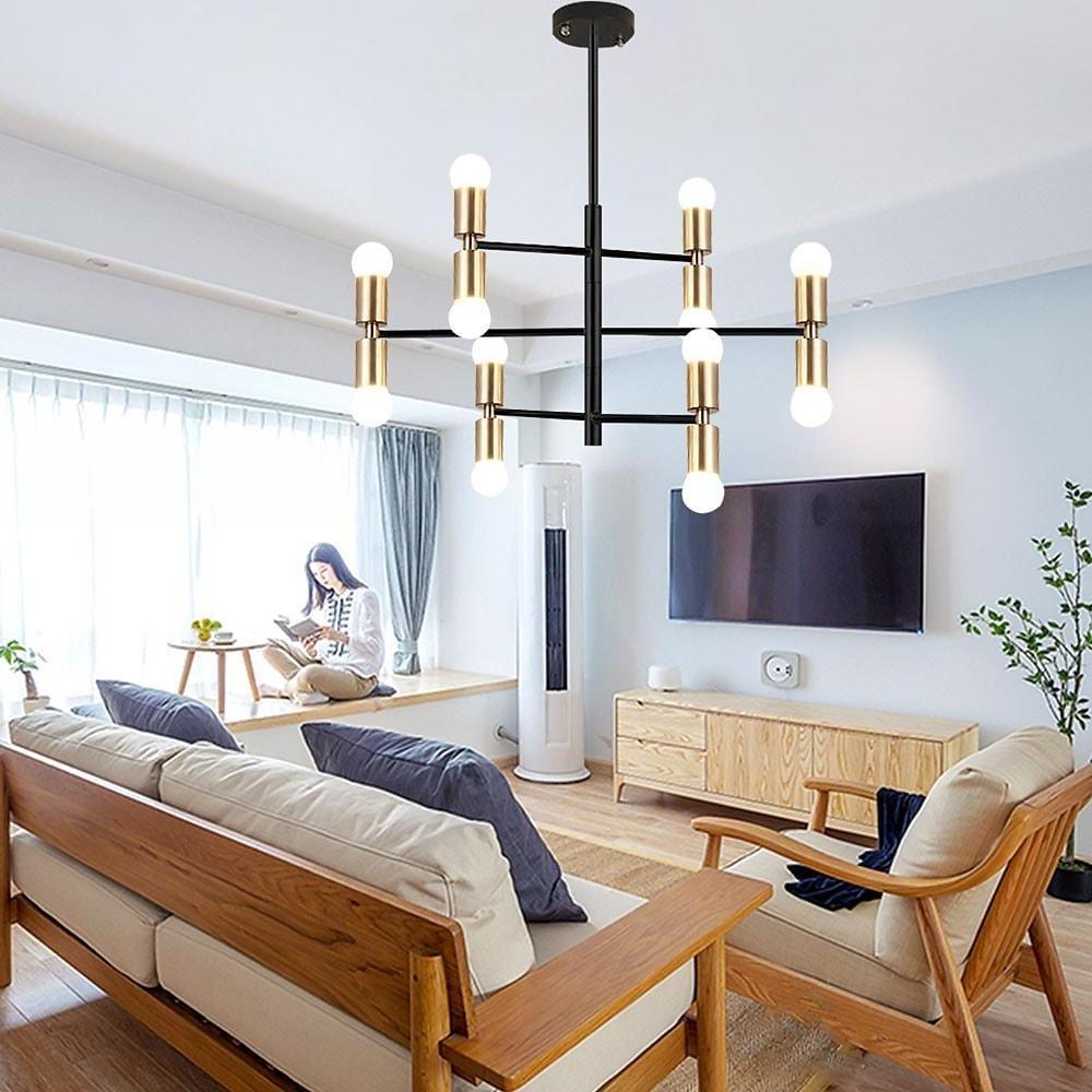 6 Lights LED Modern Gold Geometric Chandelier Hanging Lamp