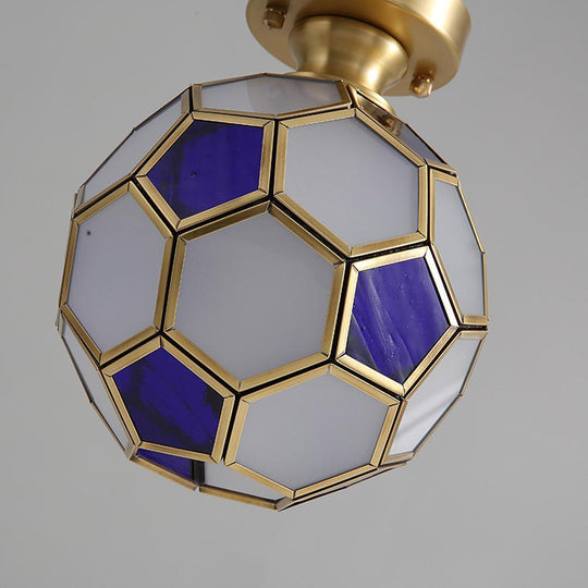 Football Electroplated Copper Glass LED Modern Ceiling Light – Flush Mount