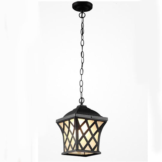 Classic Electroplated Metal Glass Lantern Traditional Pendant Light