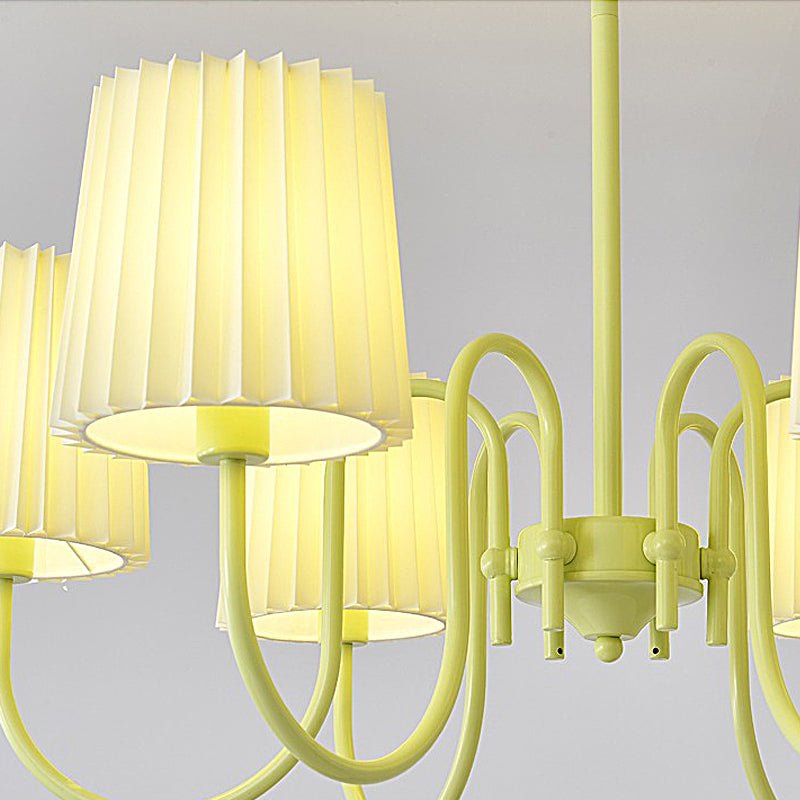 Pleated Fabric Retro Pastoral Green French Style Chandelier