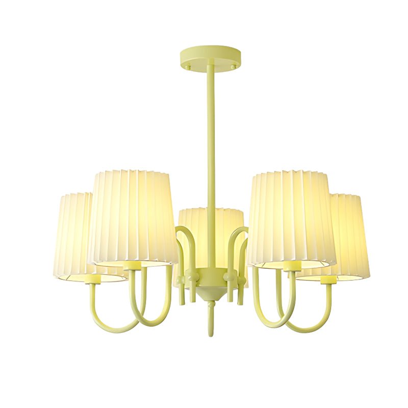 Pleated Fabric Retro Pastoral Green French Style Chandelier