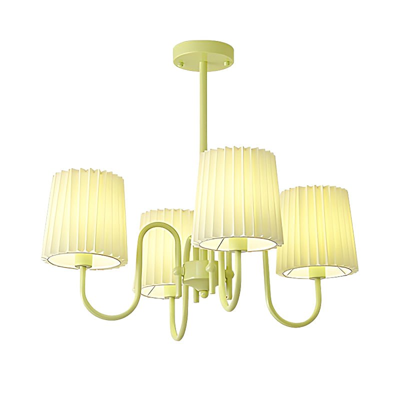 Pleated Fabric Retro Pastoral Green French Style Chandelier