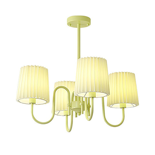 Pleated Fabric Retro Pastoral Green French Style Chandelier