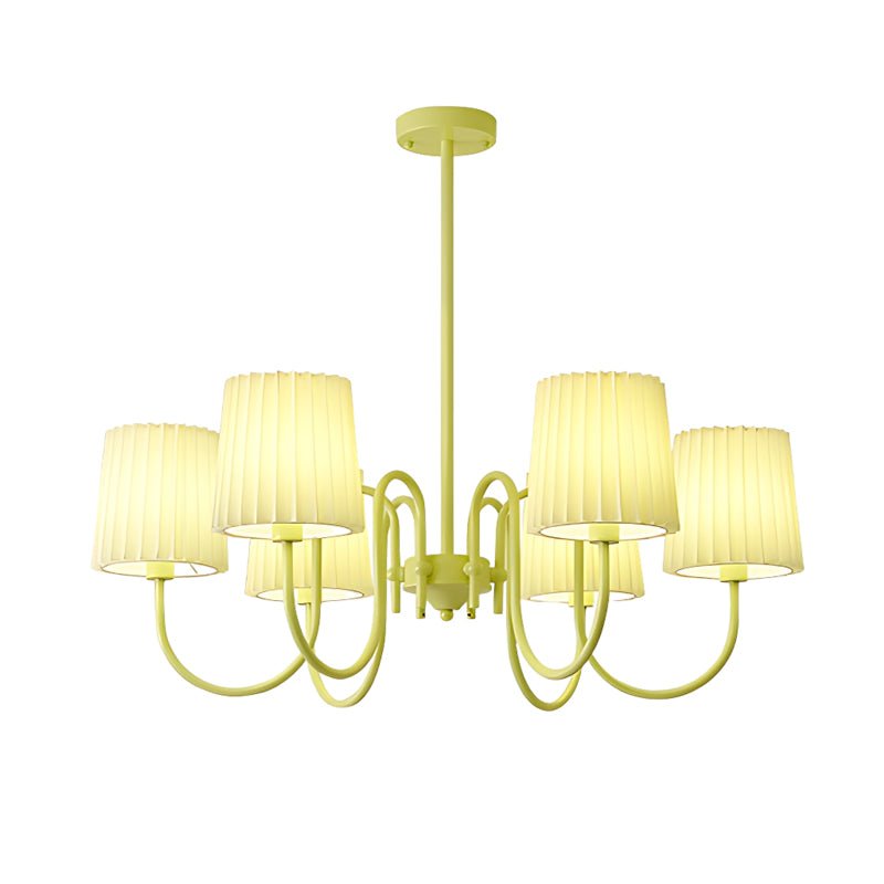 Pleated Fabric Retro Pastoral Green French Style Chandelier