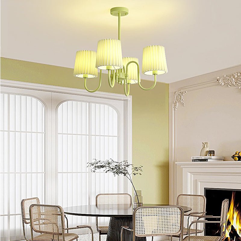 Pleated Fabric Retro Pastoral Green French Style Chandelier