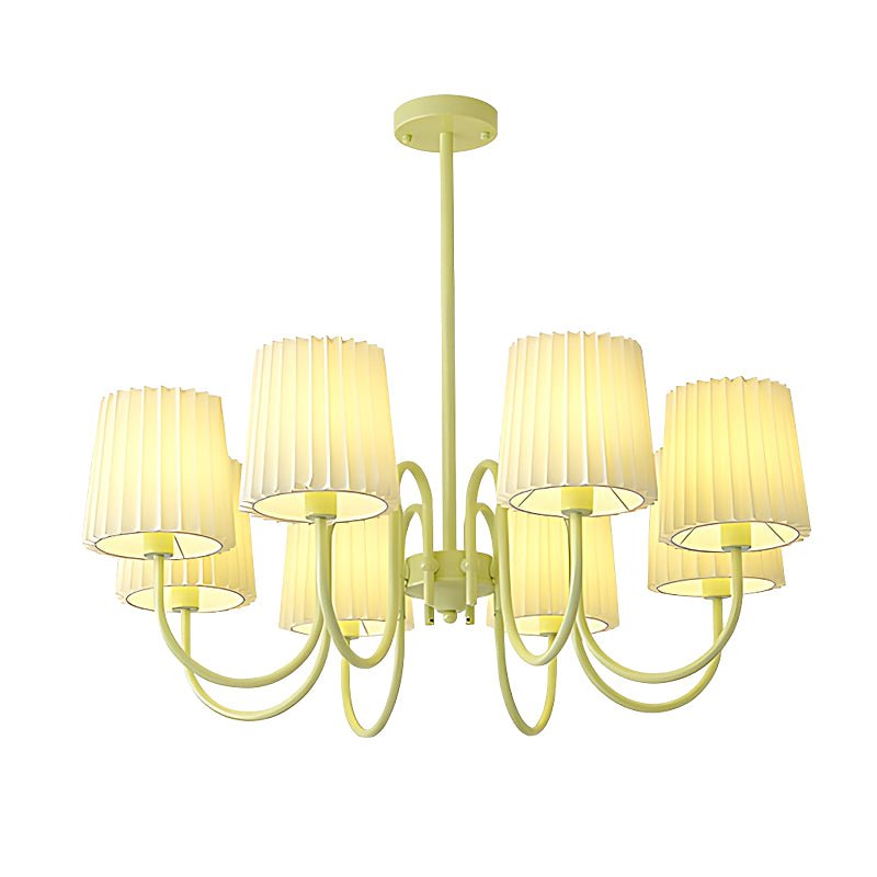 Pleated Fabric Retro Pastoral Green French Style Chandelier